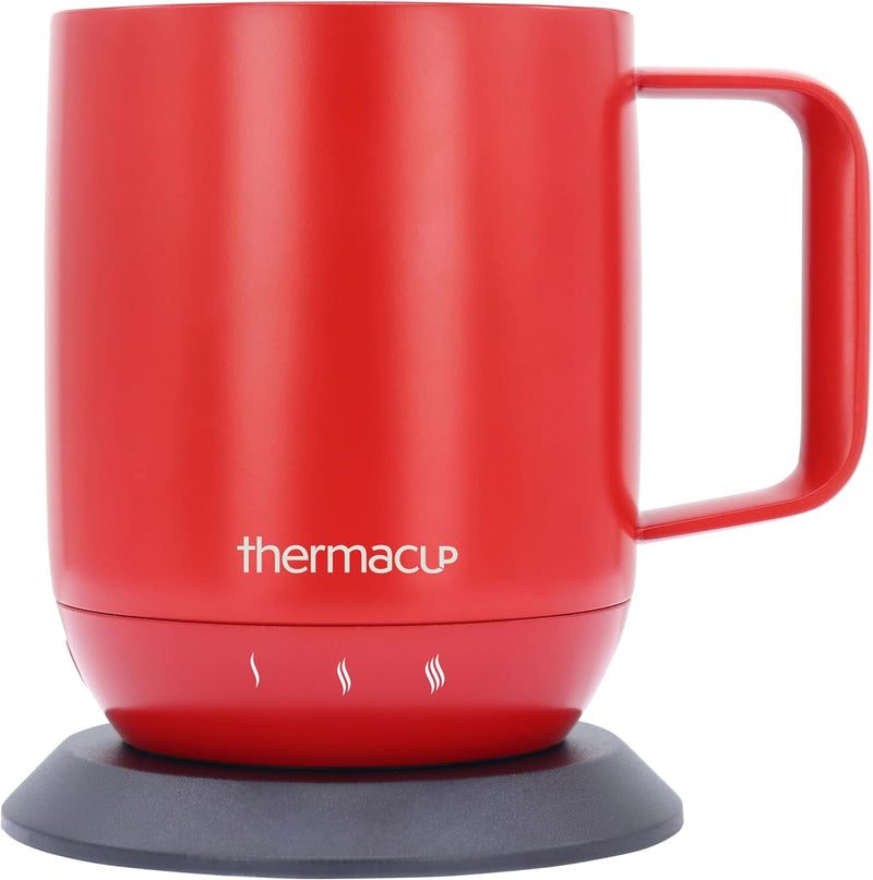 Thermacup Premium Self-Heating Coffee Mug with Lid, Temperature Controlled Led Electric Mug, 3 Custom Heat Settings, Auto Shut Off Feature, Keeps Liquids Warm, Sip Smarter (Midnight Black – 14 oz.)