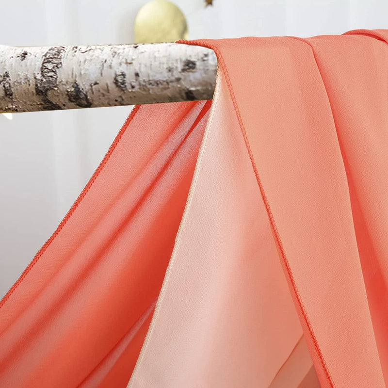 CharactersChiffon Wedding Arch Fabric Drapes - Orange  Peach Sheer Chiffon - 6 Yards Long - Party Ceremony Decorations