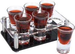 D&Z 1 Ounce Shot Glass Set with Tray, 12 Shot Glasses for Tequila/Vodka/Whiskey/Cocktail, Unique and Convenient Serving Tray - Easily Organize More Attractive Gatherings, Ideal 21st Birthday Gifts