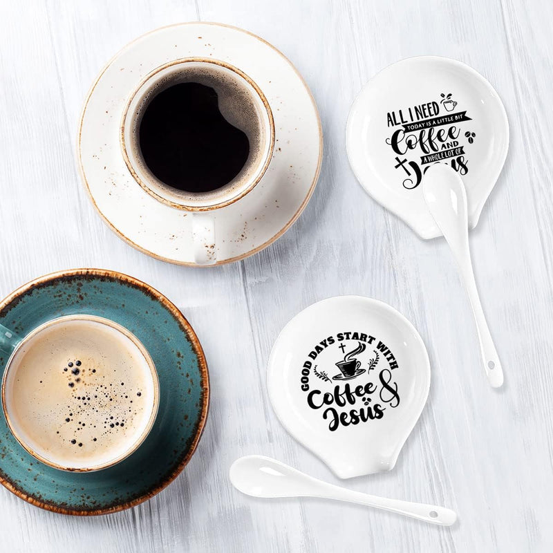 Coffee Spoon Rest and Spoon,Funny Coffee Quote Ceramic Coffee Spoon Holder-Station Decor Coffee Bar Accessories-Gifts for Coffee Lovers (Good Days)