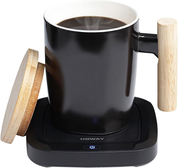 HOWAY Coffee Warmer Mug Set, Self Heating, 14oz with Lid