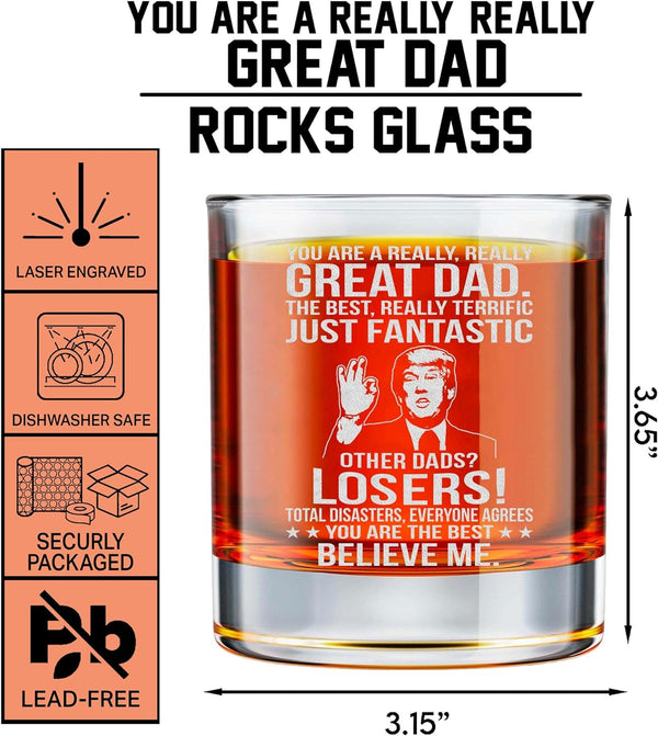 BETHEGIFT Christmas Gifts for Dad from Daughter, Son - Dad Christmas Gifts - Birthday Gifts for Dad - Dad Birthday Gift Ideas - Cool Gifts for Dad - Present for Dad 10oz Whiskey Rock Glass