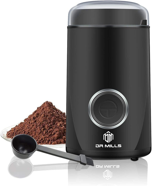 DR MILLS DM-7441 Coffee Grinder Electric,Coffee Bean Grinder,Spice Grinder,Blade & cup made with SUS304 stianlees steel (Black)