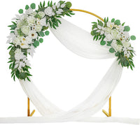 Wedding Arch Flowers, Artificial Flowers for Decoration, 2Pcs Flower Swag and 1 Pcs Semi-Sheer Chiffon Table Runner Swag for Holy and Pure Wedding Ceremony Floral Decor - Pack of 3