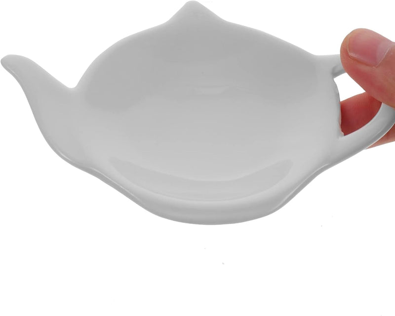 Soy Sauce Dish Ceramic Tea Bag Holder 4Pcs Teapot-Shaped Tea Bag Coasters Spoon Rests Teabag Storage Rack Tray Saucer Snack Seasoning Dish Tea Plates