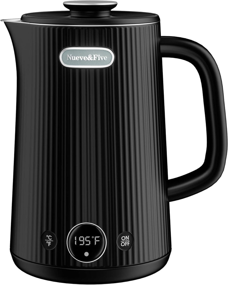 Nueve&Five Electric Kettle With Digital Temperature Display(℉/℃）,White Electric Tea Kettle 1.7L,Auto Shut Off,Double Wall,1200W Hot Water Kettle Electric of Stainless Steel