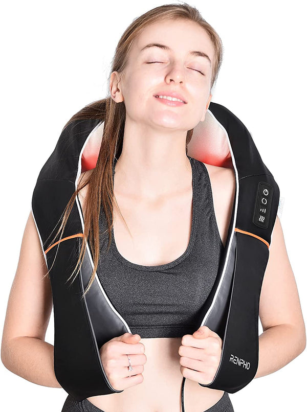 RENPHO Shiatsu Neck and Shoulder Back Massager with Heat, Electric Deep Tissue 3D Kneading Massage Pillow for Relief on Waist, Leg, Calf, Foot, Arm, Belly, Full Body, Muscles