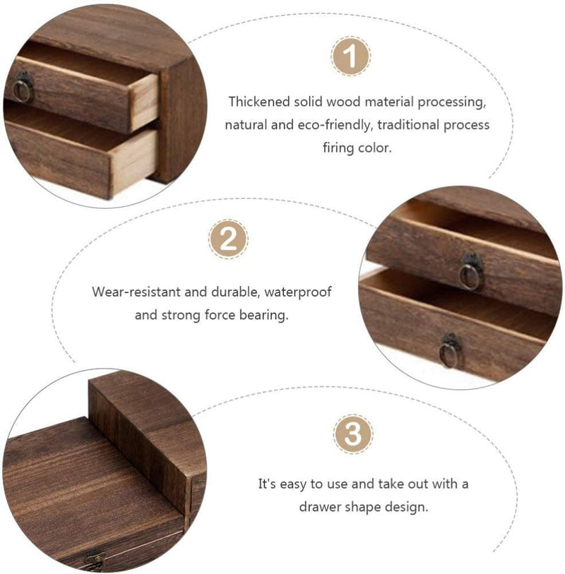 Cabilock 1 Set Drawer Tea Box Loose Tea Jewelry Holder Bamboo Jewelry Organizer Retro Tea Containers Wood Drawer Cube Storganizer Storage Drawers Coffee Power Bin Wooden Packing Box Bulk