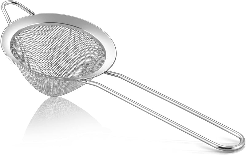 TeamFar Fine Mesh Strainer, 3.3’’ Stainless Steel Tea Strainer with Long Handle, Small Conical Cone Mesh Strainer for Cocktail Coffee Juice Flour, Non-Toxic & Easy Clean, Hanging Loop, Gold