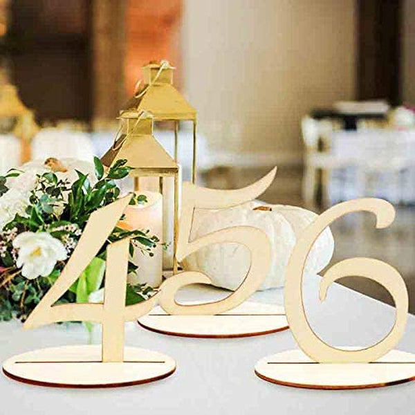 Wooden Table Number 1-20 Wedding Table Number with Base for Wedding Reception and Wedding Table Decorations