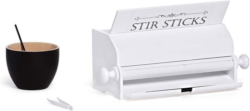 SimplyImagine Stir Stick Dispenser - Up to 7 Inch Plastic Stirrer Use ONLY - Coffee Stirrer Dispenser Storage for Long Plastic and Cocktail Drink Stirrers, For Restaurant or Home