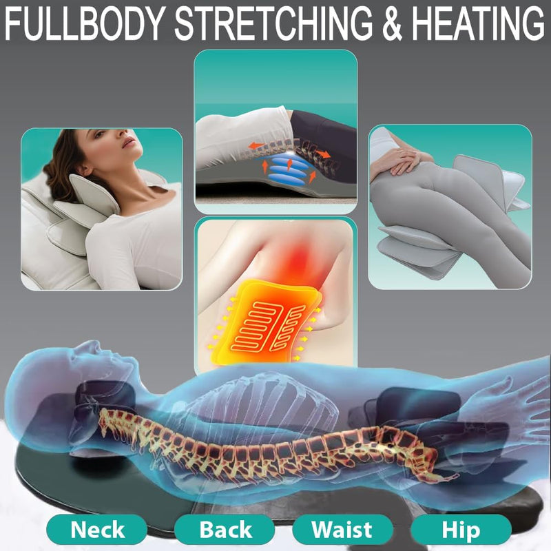 PHONECARE 2024 New Full Body Stretching Massage Mat with Airbags. 3D Lumbar Traction - Neck, Back, Waist, Hip Relaxation & Pain Relief. Back Heating Massager Pad, Foldable & Portable.