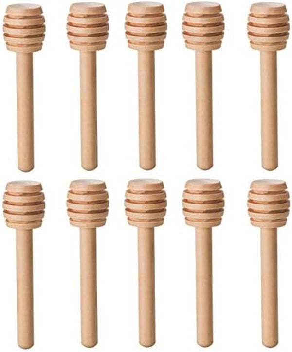 LASSUM 10 Pieces 3 Inch Wood Honey Dippers Sticks, Mini Honey Dipper Stick for Honey Jar Dispense Drizzle Honey