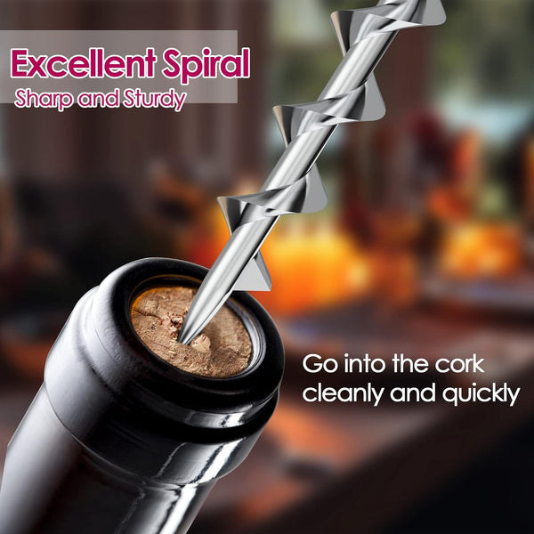 IPOW Wine Opener, Zinc Alloy Wine Bottle Opener, Wing Corkscrew Heavy Duty, Manual Multifunctional Cork Screw for Waiter, Silver