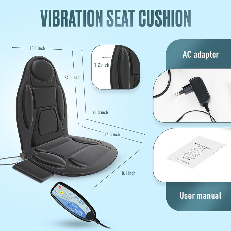 Seat Massager for Chair, 5 Massage Modes, 6 Vibrating Cushion Motors, Massage seat Cushion to The Office and Massager Chairs Home