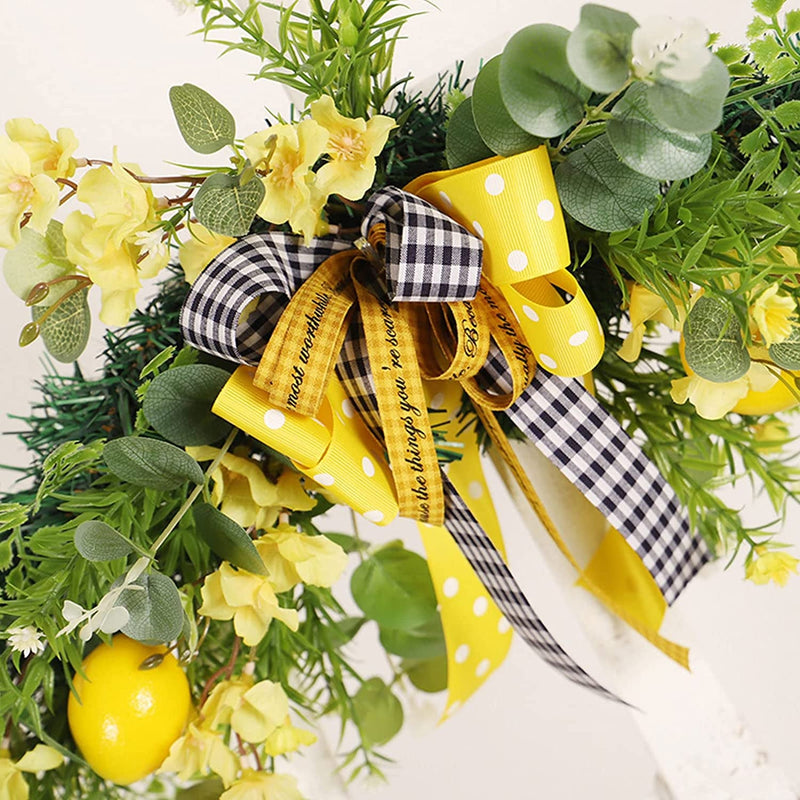 Greenery Swag with Lemon - Front Door Spring Decor with Fruit and Eucalyptus Garland - 236 inch