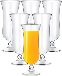 Cheardia 6 Pack Plastic Hurricane Glass, 13.5 oz Pina Colada Glasses Break-Resistant Clear Tulip Drinking Cups for Juices, Cocktails, Full-Bodied Beer, Tropical Drinks, Water, Beverages