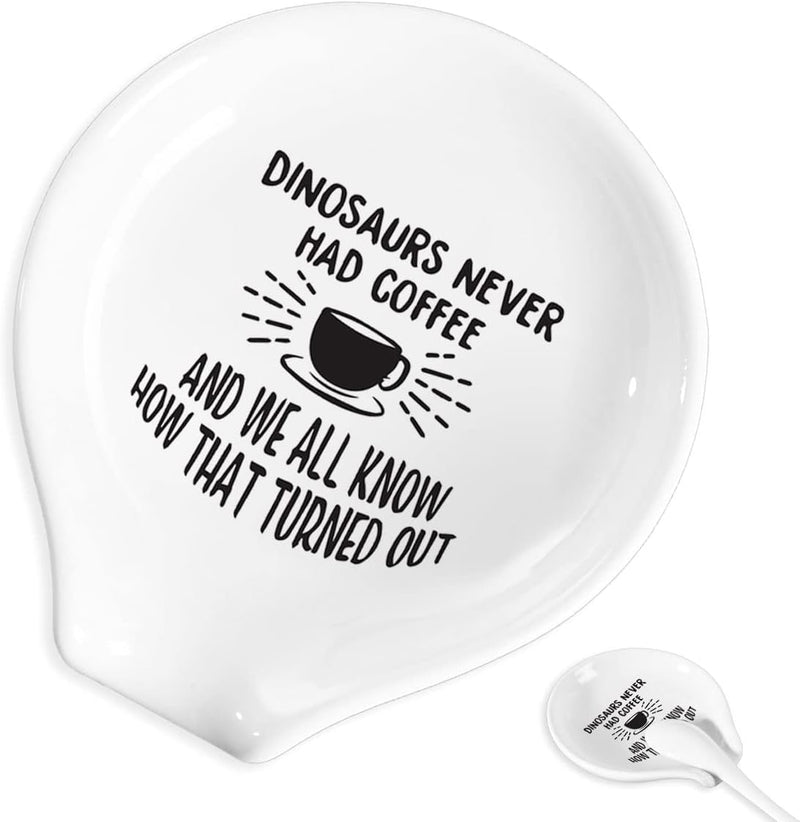 Coffee Spoon Rest and Spoon,Funny Coffee Quote Black And White Ceramic Coffee Spoon Holder-Station Decor Coffee Bar Accessories-Gifts for Coffee Lovers (I Like My Coffee)