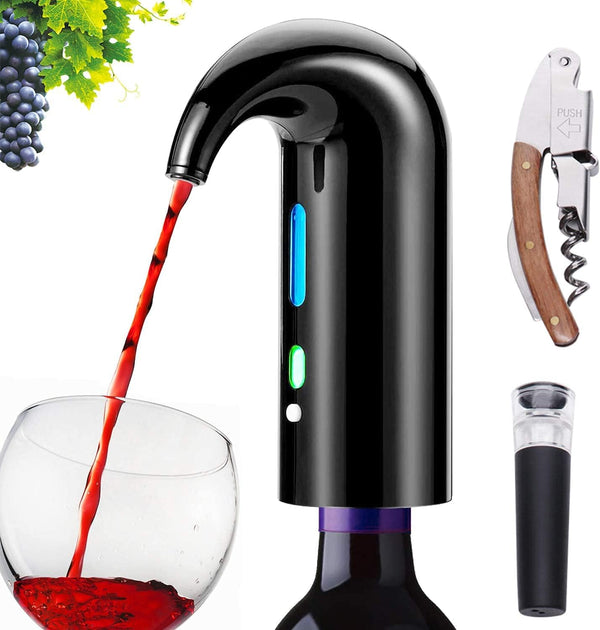 Electric Wine Aerator Pourer, Portable One-Touch Wine Decanter and Wine Dispenser Pump for Red and White Wine Multi-Smart Automatic Wine Oxidizer Dispenser USB Rechargeable Spout Pourer