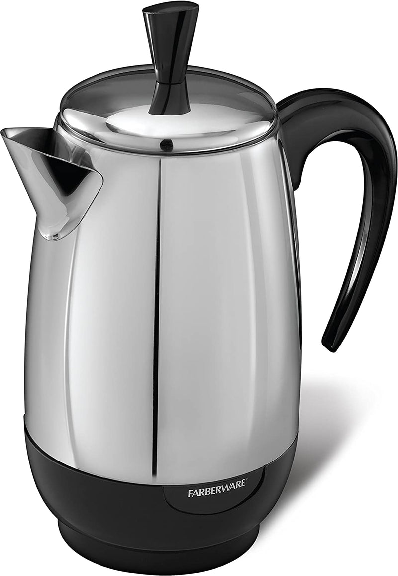 Farberware 2-4-Cup Electric Percolator coffee maker, Stainless Steel, Automatic Warm Function, FCP240