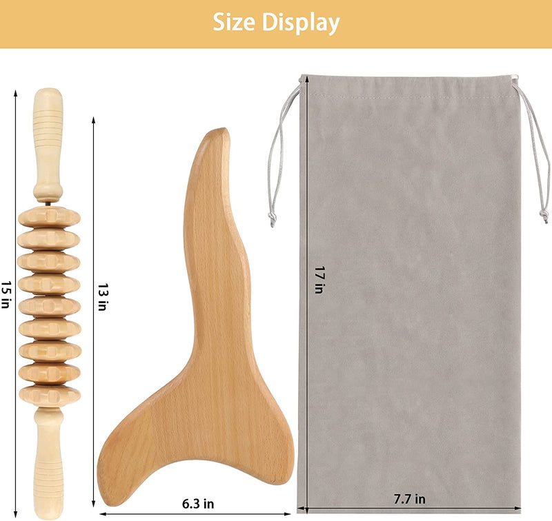 Machomby 2 Pcs Wooden Gua Sha Tools Lymphatic Drainage Tool, Wood Therapy Massage Tools Manual Gua Sha Tools Anti Cellulite Massage Tool for Gua Sha Massage, Maderotherapy, Body Sculpting