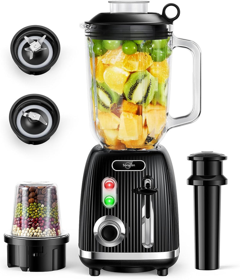 Sangcon 5 in 1 Blender and Food Processor Combo for Kitchen for smoothies/ice, Food Chopper for Meat and Vegetable, 350W High Speed Smoothie Blenders with 2 Speeds and Pulse for Smoothies and Shakes