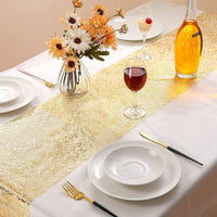 3 Pieces Gold Table Runner Metallic Glitter Table Cloths Roll Rectangle Polyester for Centerpieces Birthday Wedding Home Decor(12 X 84 Inch)