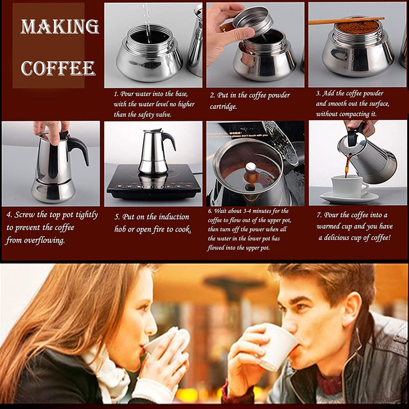 DITOSH 12 Cup 600ML 20oz Stovetop Espresso Maker Stainless Steel Moka Pot Espresso Maker Percolator Italian Coffee Maker Capable Moka Coffee Machine Cafe Percolator Maker for Home & Camping