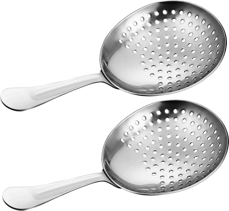 2 Pieces Julep Strainers Bar Strainer Cocktail Strainer Stainless Steel Cocktail Strainer Spoon for Cocktail Drinks Home or Commercial Bar Use