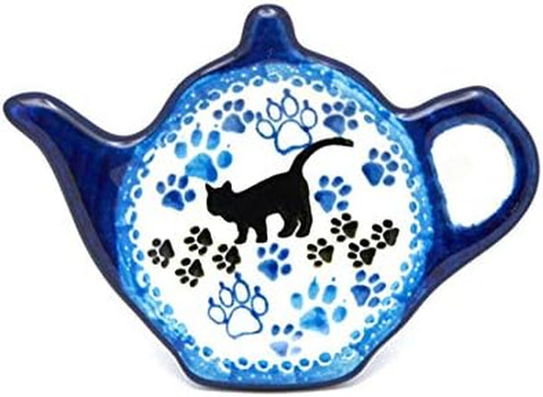 Polish Pottery Tea Bag Holder - Boo Boo Kitty