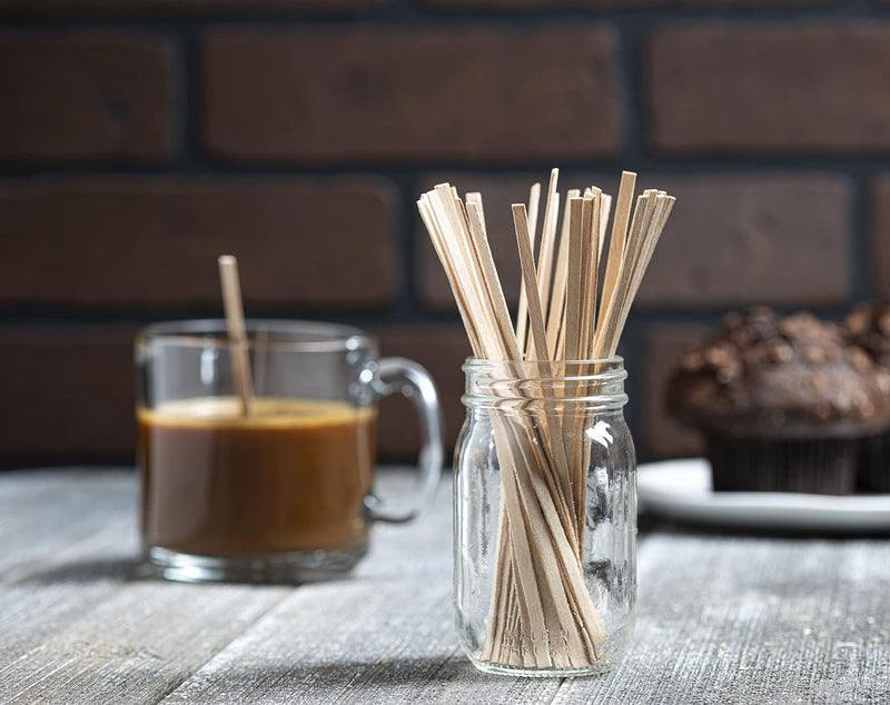 Prestee Wooden Coffee Stirrer, 1000 Disposable Coffee Stir Sticks, 5.5" Wooden Stir Sticks for Coffee & Cocktails, Wooden Beverage Mixer with Smooth Ends, Swizzle Drink Sticks, Coffee Bar Accessories