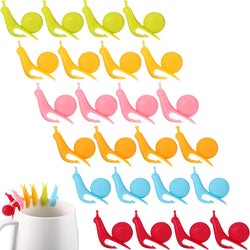 24 Pieces Cute Snail Shape Silicone Tea Bag Holder, Candy Colors Cup Hangers for Gift Set Home Party Supplies