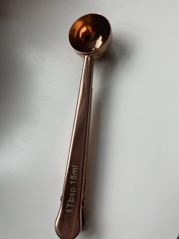 Coffee Scoop Clip - Measuring Spoon Clip - Coffee Measuring Spoon for Ground Coffee - Gold Coffee Scoop - Black Coffee Scoop - Pretty Coffee Scoop - Coffee Espresso Scoop (Black) (Copper)