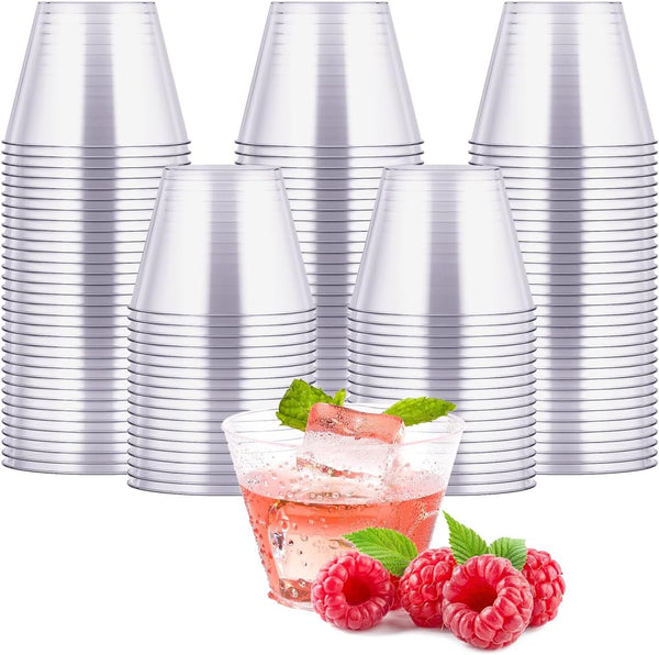 5 oz 100 Pack Small Clear Disposable Cups, Clear Plastic Cups, Disposable Plastic Shot Glasses for Parties, Plastic Cocktail Glasses, Wedding Tumblers, Perfect for Halloween Thanksgiving Christmas