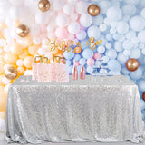 Glitter Tablecloth Silver Sequin Tablecloth Christmas 90X132 Inch Rectangle Sequin Overlay Sparkly Table Cloth Sequin Fabric for Wedding Table Decoration