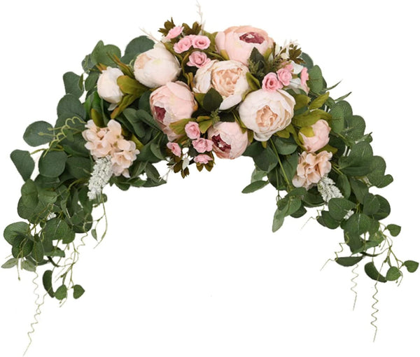 Floral Swag Wedding Arch Flowers 30 Inch Peony Flower Swag Rustic Artificial Flower Swags and Garlands with Green Leaves for Wedding Arch Lintel Table Centerpiece Decoration Wedding Arch Decorations