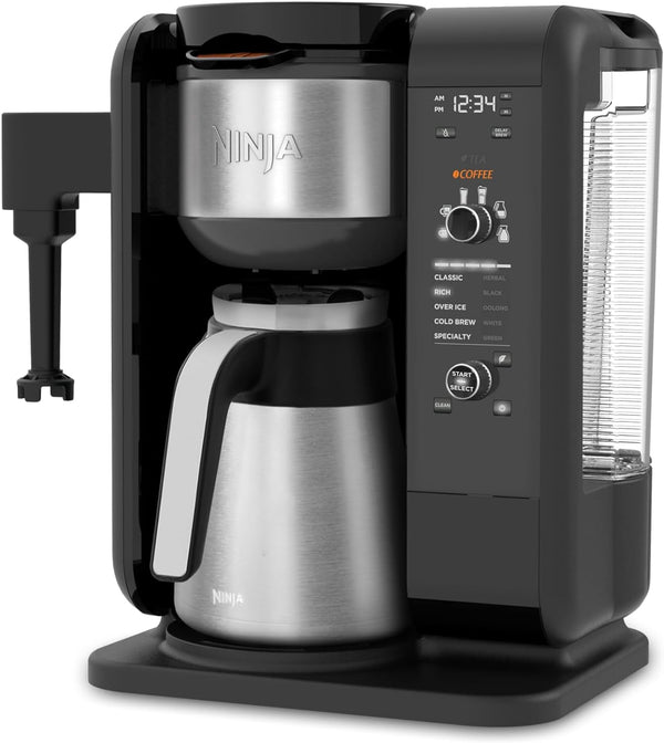 Ninja CP307 Hot and Cold Brewed System, Tea & Coffee Maker, with Auto-iQ, 6 Sizes, 5 Styles, 5 Tea Settings, 50 oz Thermal Carafe, Frother, Coffee & Tea Baskets, Dishwasher Safe Parts, Black