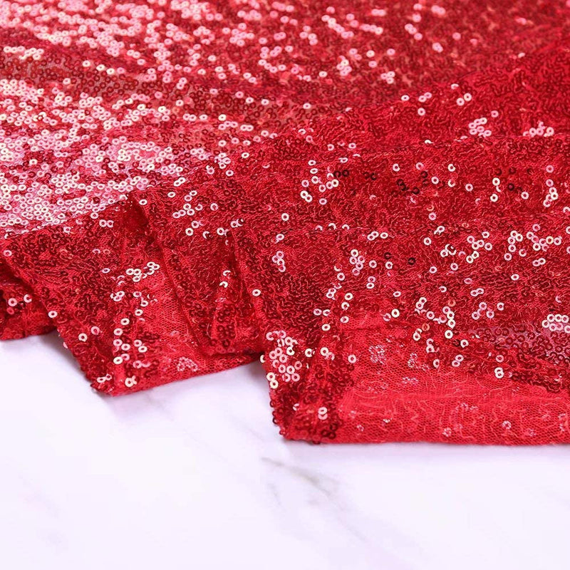 Glitter Red Sequin Tablecloth - 60X102 Inch - Shimmer Party Wedding Christmas Table Cover