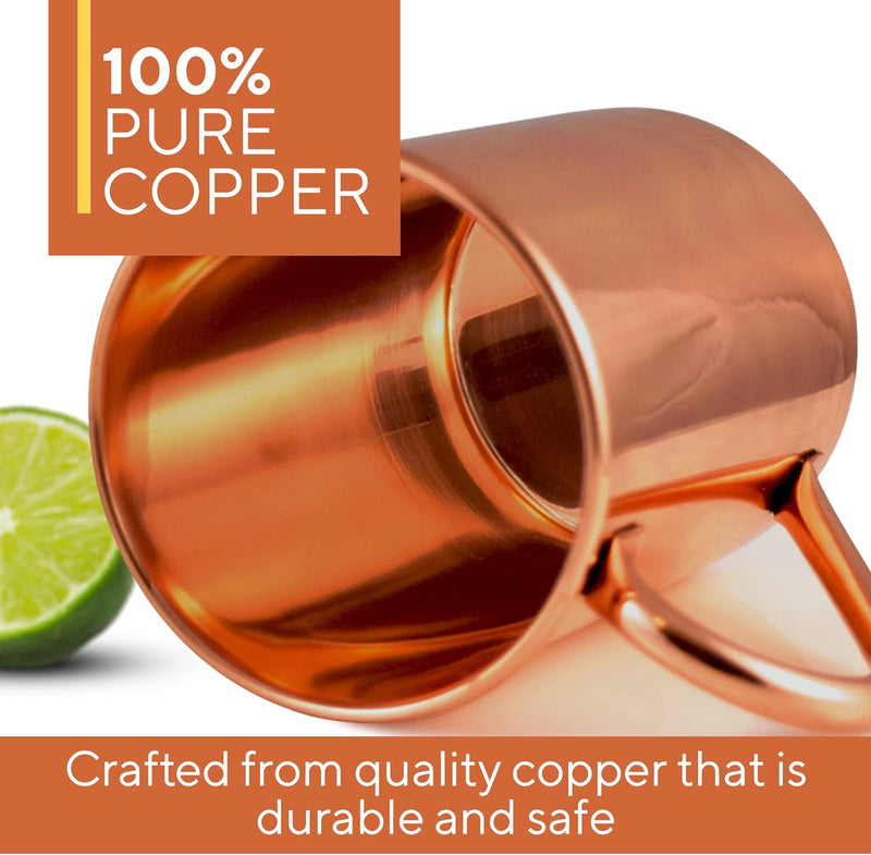 Moscow Mule Copper Mug by Solid Copper - Authentic Moscow Mule Mugs Unlined 16 oz