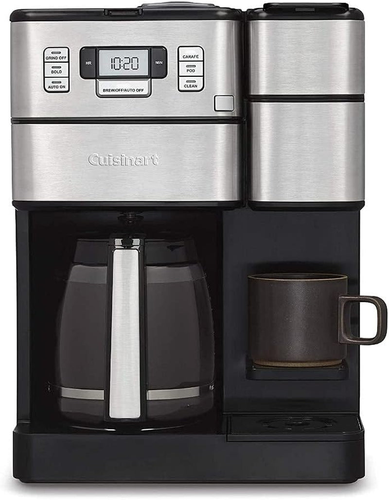 Cuisinart SS-GB1 2 IN 1 Coffee Center Grind and Brew & Single Serve K Cups With Cleaning Cups and Descaling Liquid Bundle (3 Items)