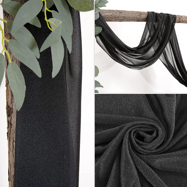 Wedding Arch Draping Fabric - Sheer Black Backdrop Curtain for Wedding Ceremony Decoration 28 x 19ft