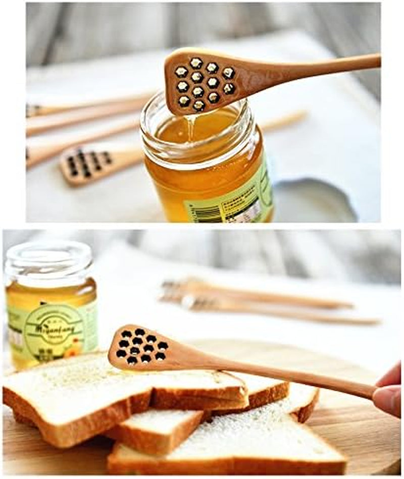 12 Pack Wooden Honey Comb Honey Stick Honey Dipper Spoon, Coffee Stiring Spoon, Tableware for Wedding or Party Favors