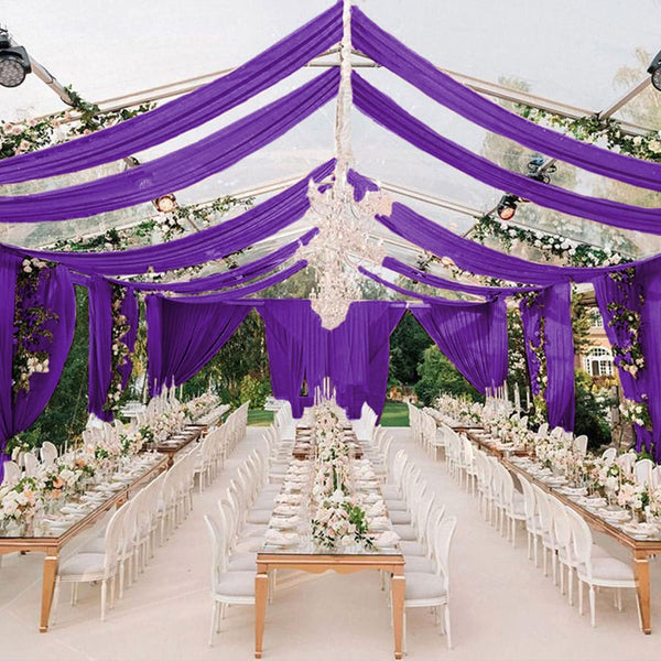 Purple Wedding Arch Draping Set - 6 Panels of 5x10 Ft Chiffon Drapery