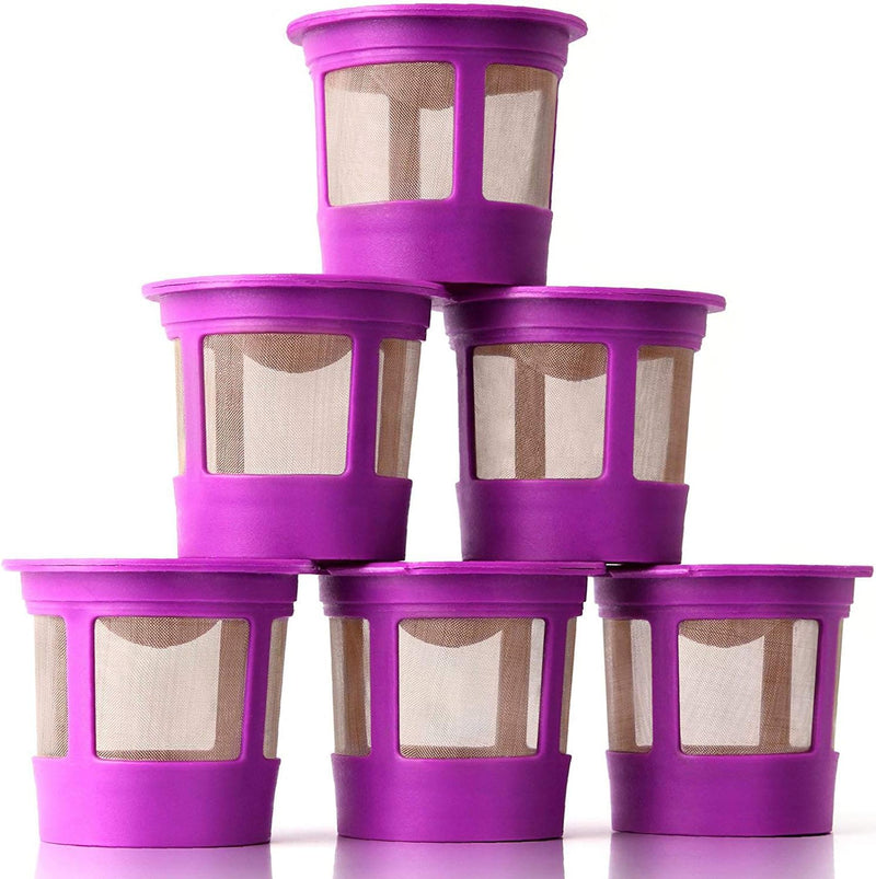 4 Reusable K Cups for Keurig Coffee Makers - BPA Free Universal Fit Purple Refillable Kcups Coffee Filters for 1.0 and 2.0 Keurig Brewers
