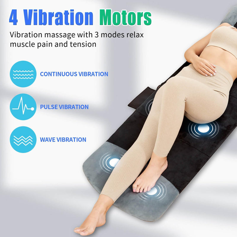Full Body Massage Mat with Shiatsu Neck Massager, 3D Lumbar Traction & Relaxation, Back & Waist Heat, 4 Vibrating Motors, Full Body Massager for Stretching & Circulation, No Weight Limit, Fit 5'1-6'2