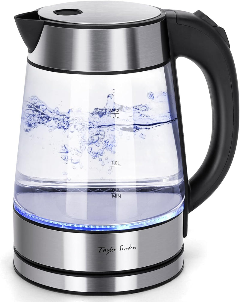 Taylor Swoden Electric Kettle with Tea Infuser, Small Electric Tea Kettle with Keep Warm Function for Home and Office, Black