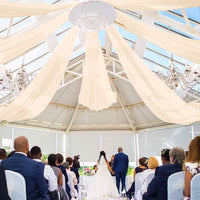 Wedding Arch Draping Fabric 5Ftx20Ft 2 Panels Ceiling Drapes Champagne Party Decorations Chiffon Backdrop Swag Curtains Sheer Fabric Wedding Arch Drapery Ceiling Tent Drape Decor for Altar Stage