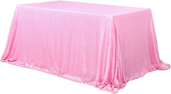 60 X 120-Inch Rectangular Sequin Tablecloth Blush Pink