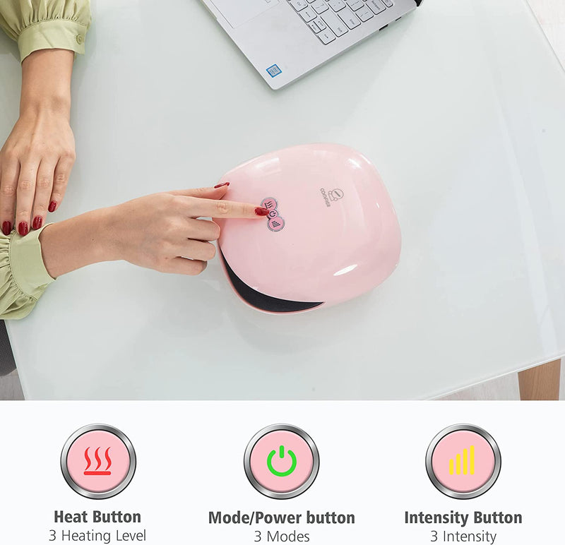 COMFIER Wireless Hand Massager with Heat -3 Levels Compression & Heating,Rechargeable Hand Massager Machine for Carpal Tunnel,Ideal Gifts for Women (Petal Pink)