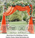 Chiffon Wedding Arch Draping Fabric Orange 29" X19Ft 2 Panels Tulle Fabric Drapery Wedding Arch Drapes 228" Long Elegant Backdrop Curtains for Birthday Party Ceremony Swag Decorations